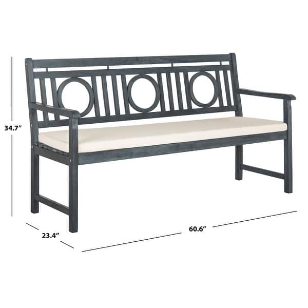 SAFAVIEH Outdoor Living Montclair Ash Grey/ Beige 3 Seat Bench - 23.4" x 60.6" x 34.7"