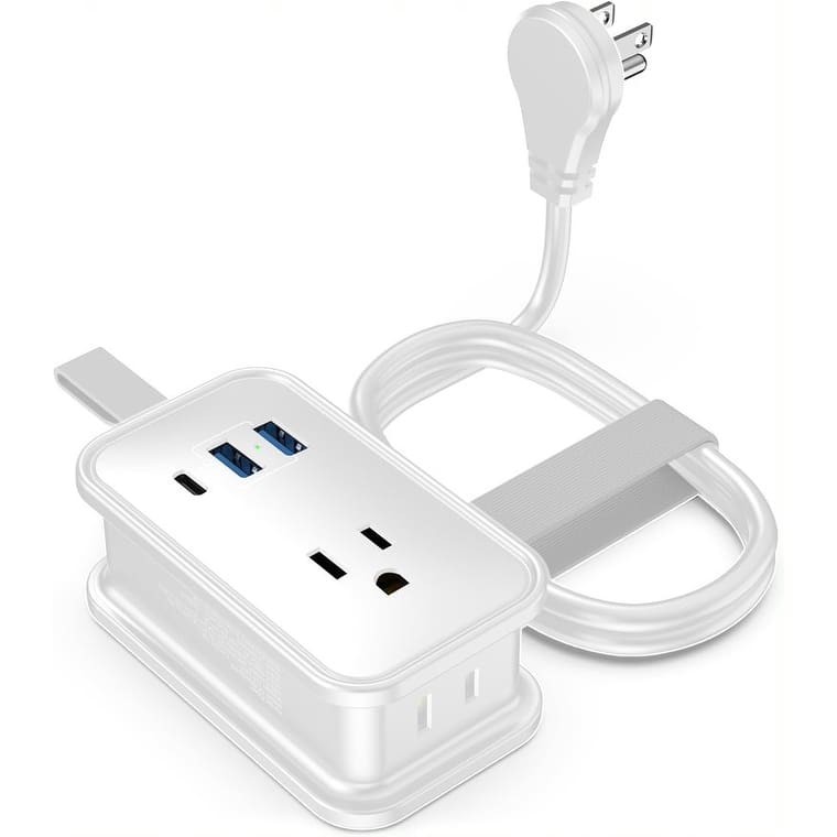Portable Travel Power Strip with USB Ports 3ft travel extension cord
