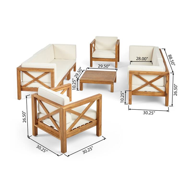 Brava Outdoor 8-seat Acacia Sofa and Club Chair Set by Christopher Knight Home