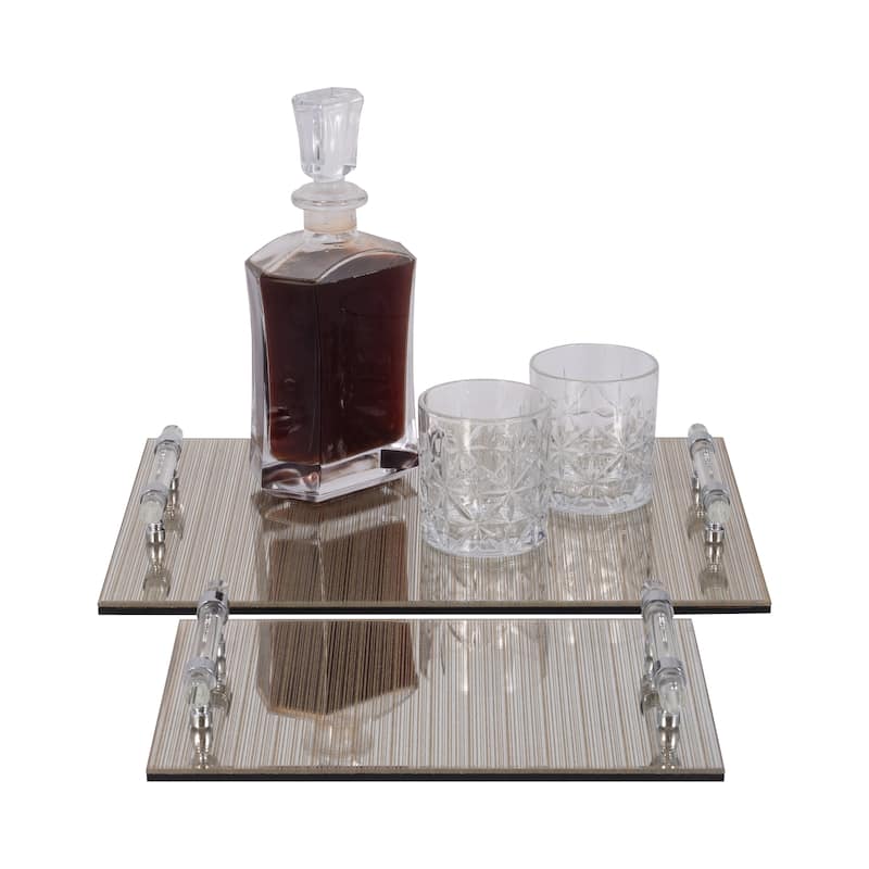 Decorative Pattern Glass Tray with Handles - Chic Home Decor - Accent Tray