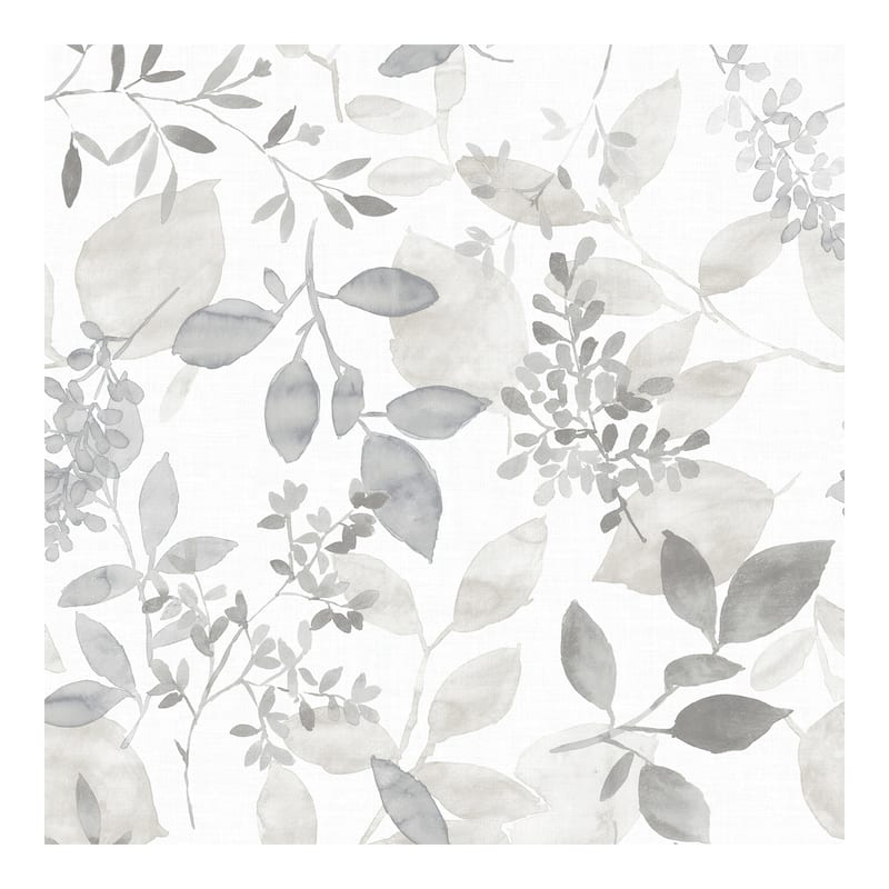 NuWallpaper Grey Breezy Watercolor Botanical Nature Peel and Stick Wallpaper - 216in x 20.5in x 0.025in
