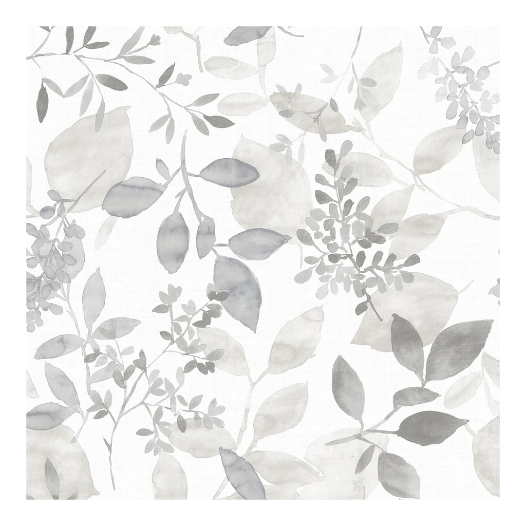 NuWallpaper Grey Breezy Watercolor Botanical Nature Peel and Stick Wallpaper - 216in x 20.5in x 0.025in