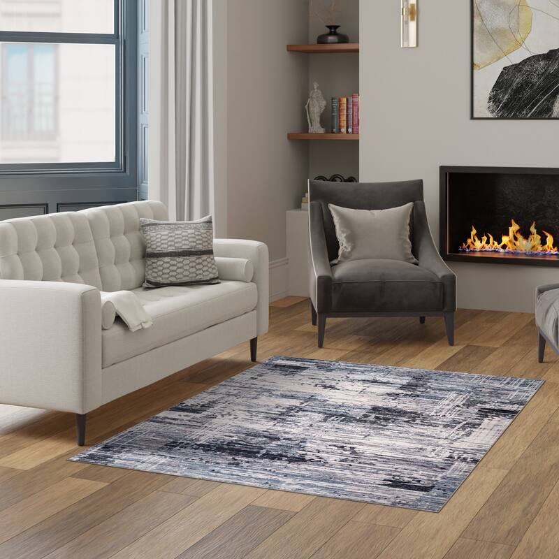 Licensed HGTV Everyday Chic Soft Flannel Zero Pile Printed Non-Slip Washable Indoor Area Rug