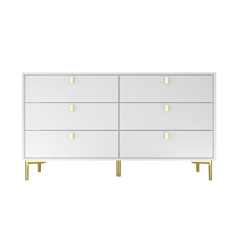 6 Drawers Storage Dresser Mid Century Chest of Drawer Sideboard
