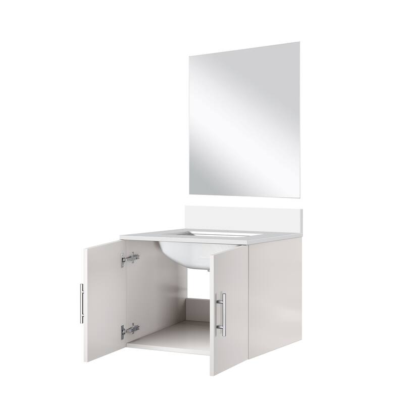 Bathroom Vanity Set with Marble Top, Single Hole Faucet, Mirror Included, Stainless Steel