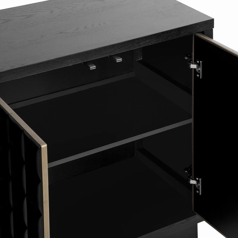 Modern 4-Door Storage Cabinet with Geometric Design and Adjustable Shelves for Home Organization