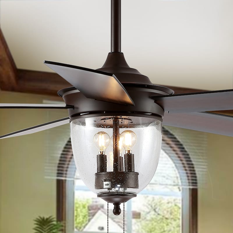 SAFAVIEH Lighting Hetty 52-inch Led Ceiling Light Fan - 52" W x 52" L x 25.375"-30.375" H
