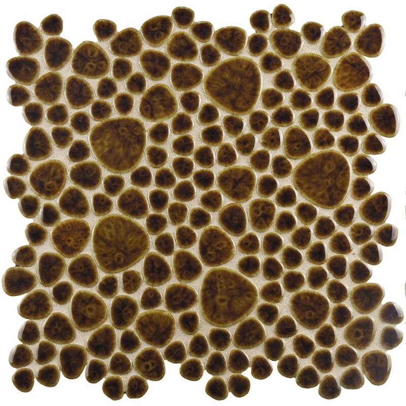 Merola Tile Pebble Mahogany 10-3/4" x 10-7/8" Porcelain Floor and Wall Tile