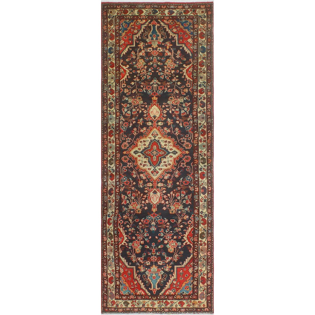 Fine Vintage Distressed Haniel Navy/Ivory Runner - 3'9" x 9'10"