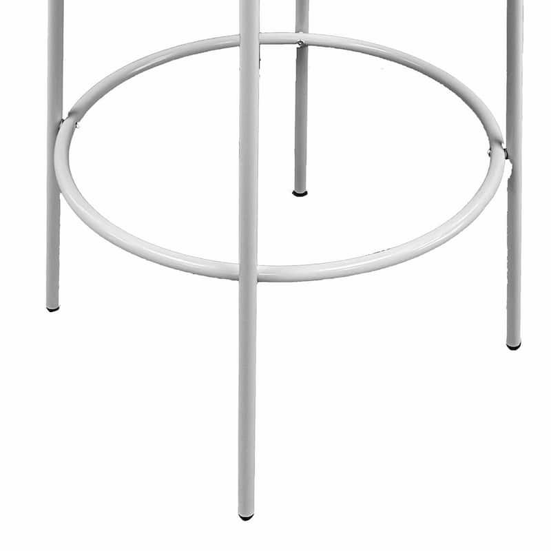 Neni 30 Inch Barstool Set of 2, Round Cushioned Seat, White Faux Leather