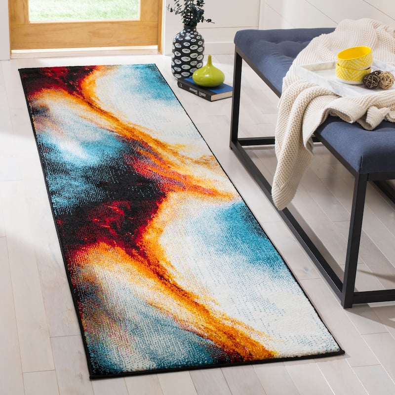 SAFAVIEH Galaxy Jayati Rug - 2'3" x 10' Runner - Orange/Multi