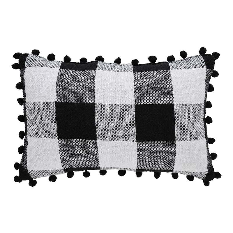 Annie Black Check Santa Sleigh Pillow 9.5x14
