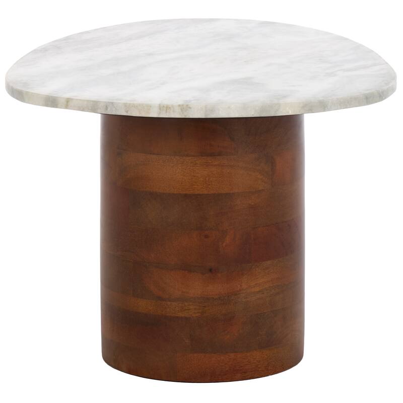 SAFAVIEH Home Mono Large Marble Side Table - 29"W x 17"D x 13"H