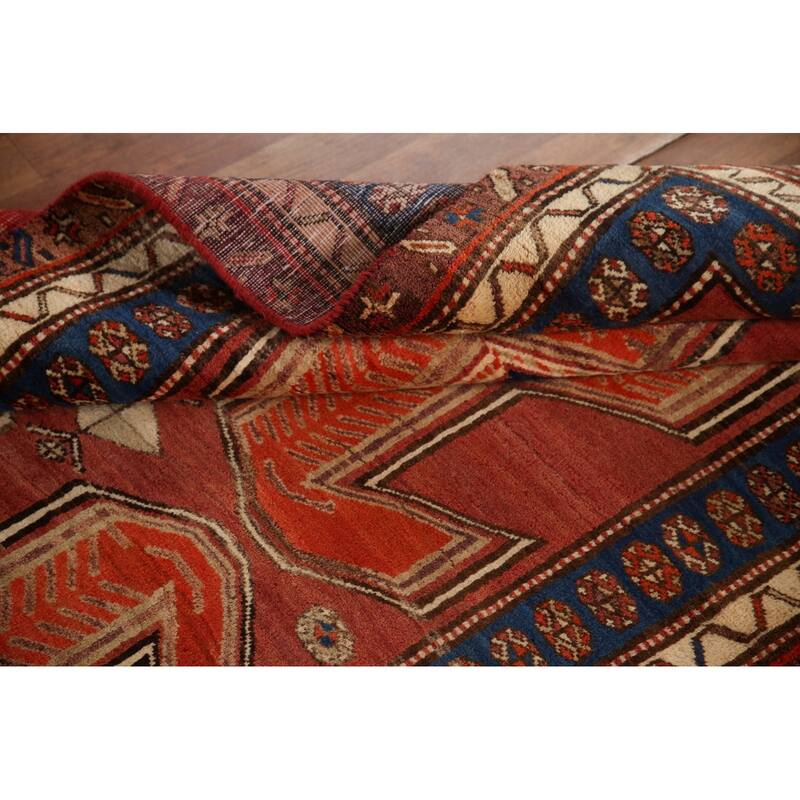Vegetable Dye Orange Ardebil Persian Runner Rug Handmade Wool Carpet - 4'2"x 10'8"