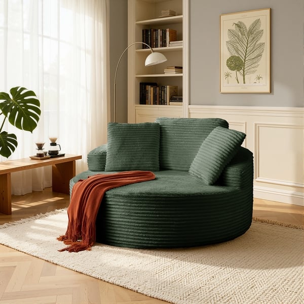 55'' Oversized Round Chaise Longue Chair,Corduroy Compression Single Sofa - Bed Bath & Beyond