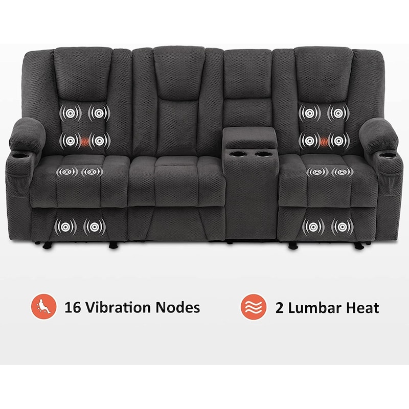 MCombo Electric Power Reclining Sofa with Massage and Lumbar Heat ...