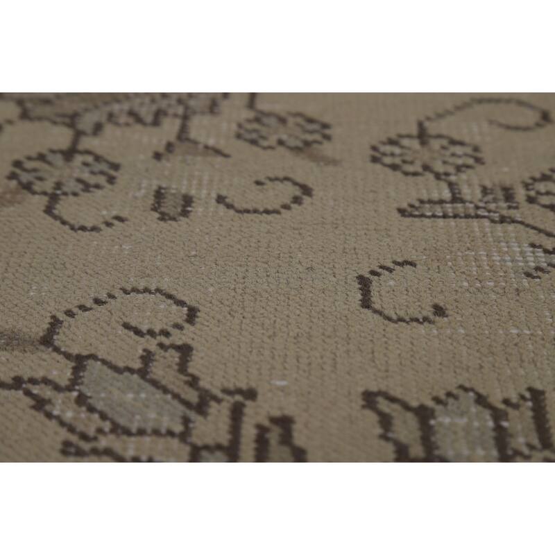 Traditional Tabriz Persian Vintage Rug Handmade Beige Wool Carpet - 9'7" x 12'1"