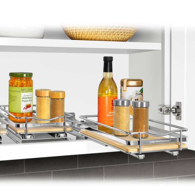 LYNK PROFESSIONAL® Élite™ Pull Out Spice Rack Organizer for Cabinet - 6-1/4 inch Wide - Lifetime Ltd Warranty, Wood - 6.3in Wood