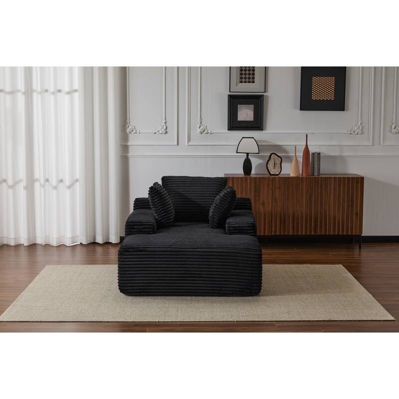 Oversized Chaise Lounge Chair Cozy Cloud Couch,Upholstered Sleeper Sofa Daybed With 3 Throw Pillows And Wide Armrest