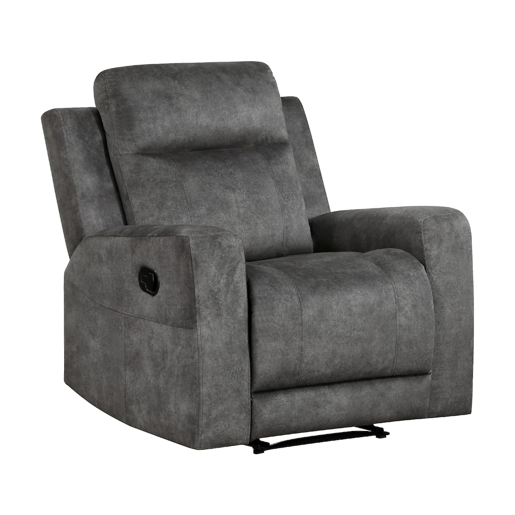 Tesy Manual Reclining Chair, Dark Gray Brown Microfiber, Foam Cushions