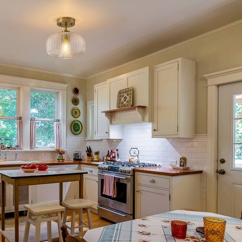 1-Light 9.84'' Globe Semi Flush Mount with Prismatic Glass