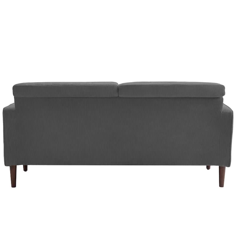 Modern Corduroy Upholstered 2 Seater Sofa with Bolster Pillows