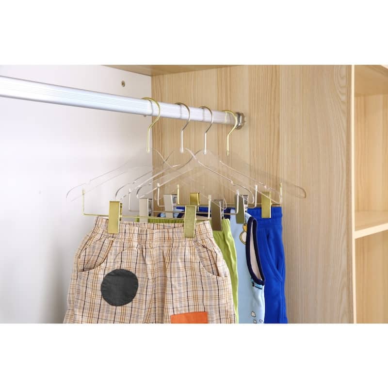 YBM Home Quality Acrylic Clear Hangers with Clips, Kids