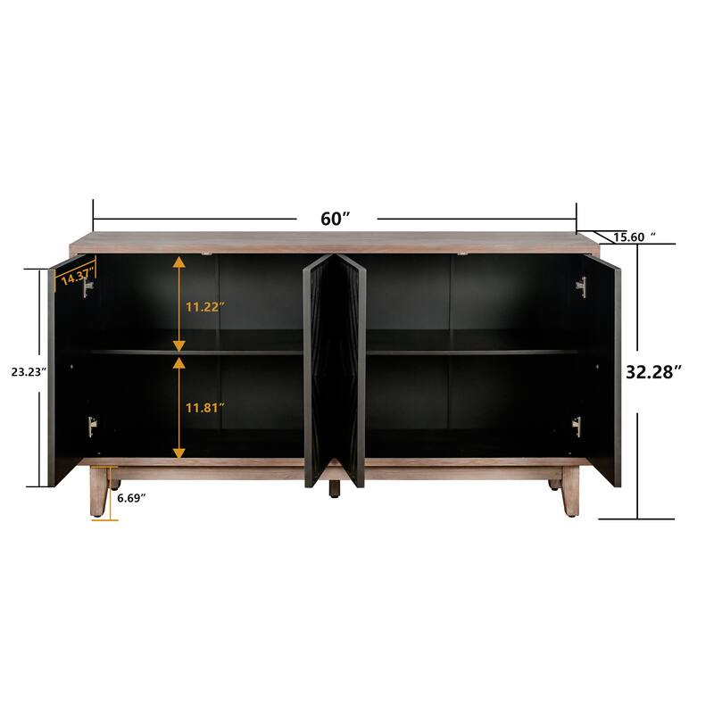 Modern Mid-Century Wooden Adjustable Divider Dining Cabinet