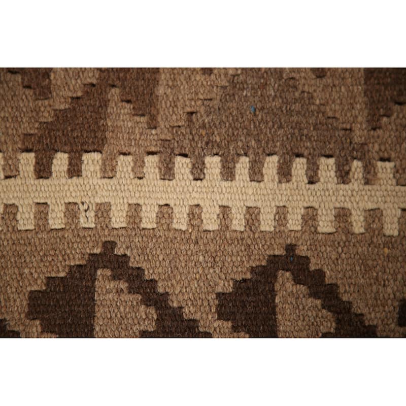 Flat-weave Geometric Kilim Reversible Area Rug Oriental Wool Carpet - 3'0" x 5'2"