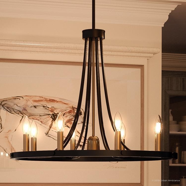 Luxury Transitional Chandelier, 21.75"H x 27"W, with Multi-Tone Style, Black Burgundy Finish by Urban Ambiance (60 to 100 Watts - Steel - N/A - 7 to - Chandeliers For Bedrooms by Overstock.com