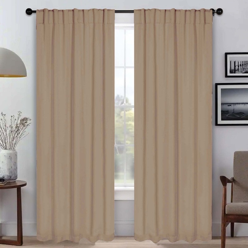 Superior Solid Room‑Darkening Curtain Panels (Set of 2) Machine Washable, Thermal & Noise‑Reducing, Back‑Tab Header