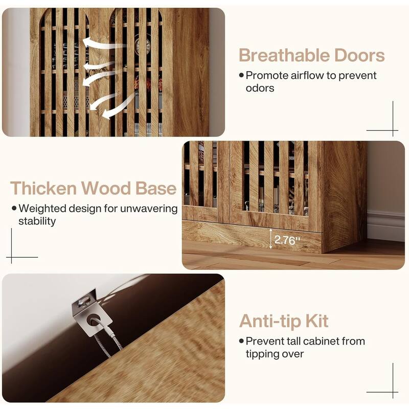 Shoe Storage Cabinet with Doors and Shelves, 27-36 Pairs Shoe Organizer Rack