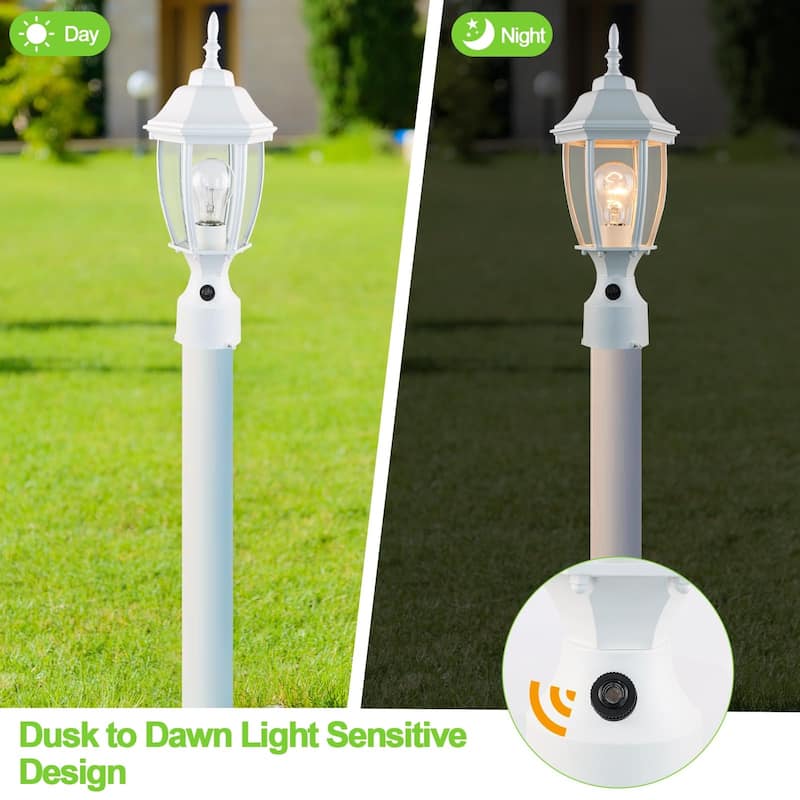 16" Post Light Fixture with Tempered Glass(2 Pack)