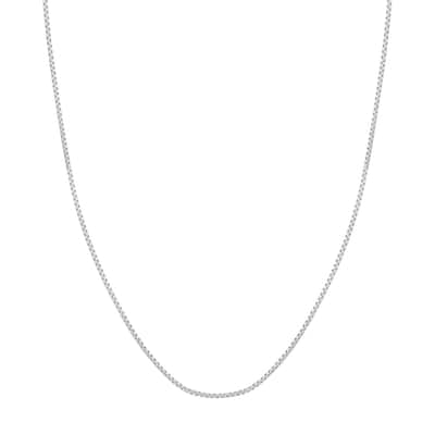 Curata 925 Sterling Silver Rhodium Plated 1.7mm Round Box Chain Necklace