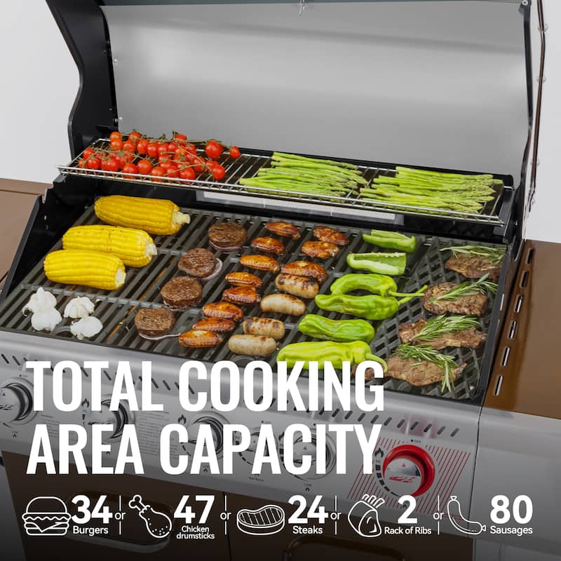 Royal Gourmet 5-Burner Cabinet Style Gas Grill with Side Burner