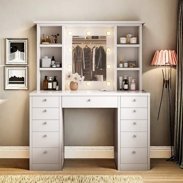 gold and white dressing table Putney Ivory & Gold Dressing Table