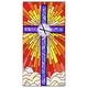 preview thumbnail 2 of 9, Designart 'Holy Cross Stained Glass Style' Oversized Rustic Wall CLock