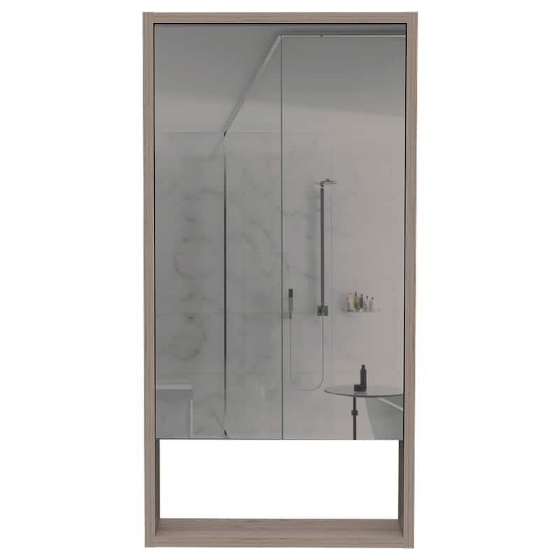 Medicine Cabinet - Large Mirror, Single Door, 2 Interior Shelves, 1 External Shelf, Wall-Mounted Storage