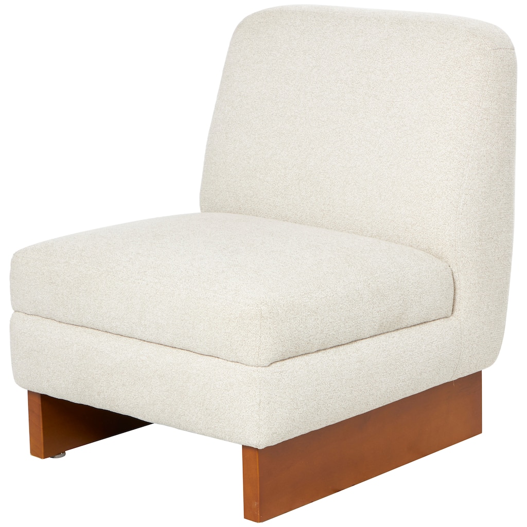 Polyester Boucle Accent Chair with Brown Wooden Legs - White - Roche River Decor - 28"W x 25"L x 31"H