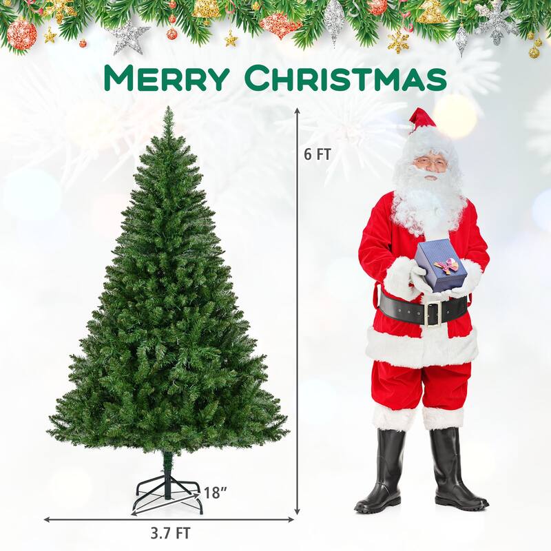 Costway 5/6/7 FT Artificial Christmas Tree with 510/814/990 Branch - See Details - Green