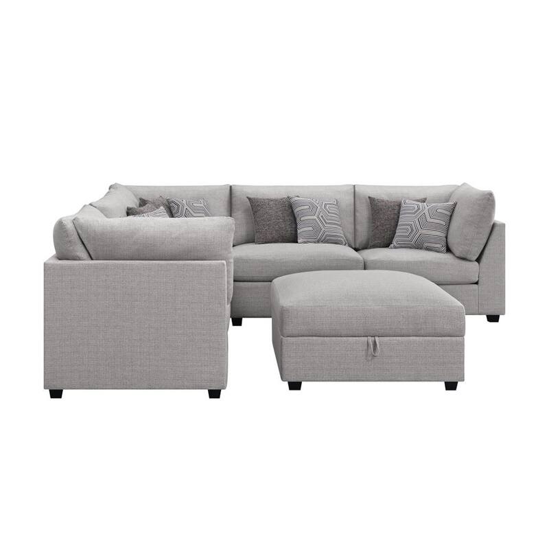 6 Piece Upholstered Modular Sectional in Grey and Black