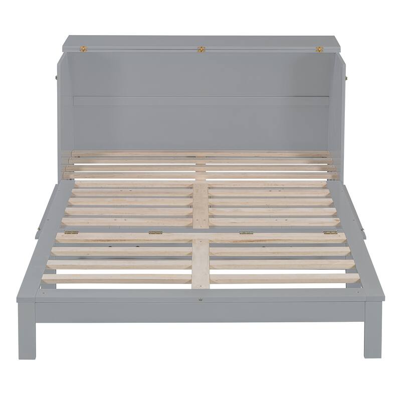 Queen Size Murphy Bed with Large Storage Drawers, USB Charging Port, and Space-Saving Design for Small Rooms