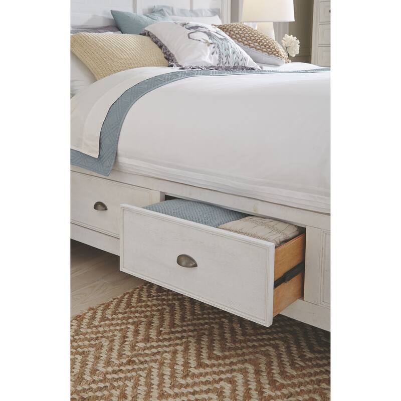 Magnussen Home Heron Cove Chalk White And Dovetail Grey Panel Storage Bed