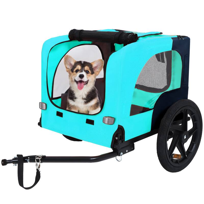 Pet Bike Trailer Dog Cart for Bicycle for Small and Medium Pets, Easy Folding Cart Frame, Quick Release Wheel, Non-Slip Floor