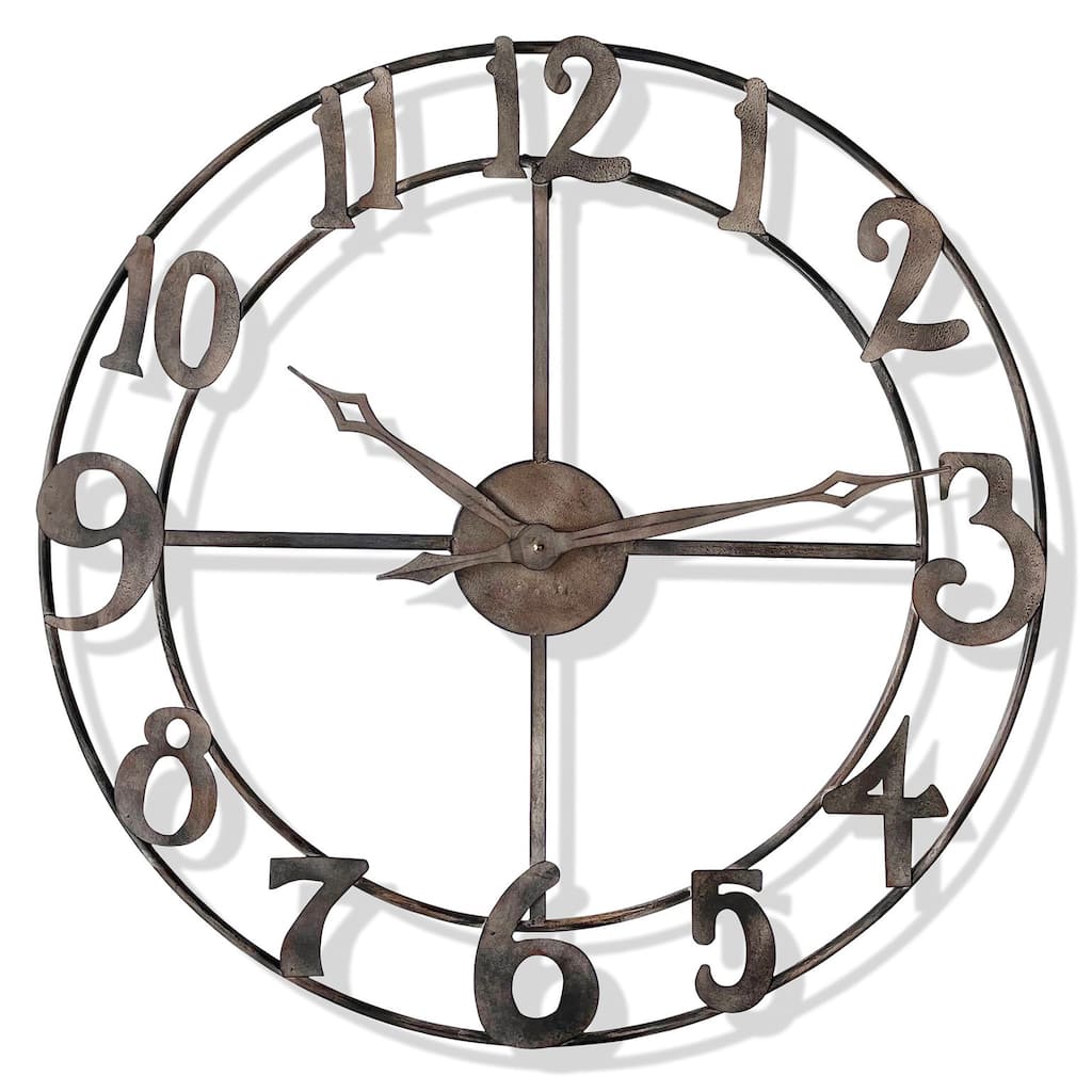 StyleCraft Rustic Pewter Metal Wall Clock