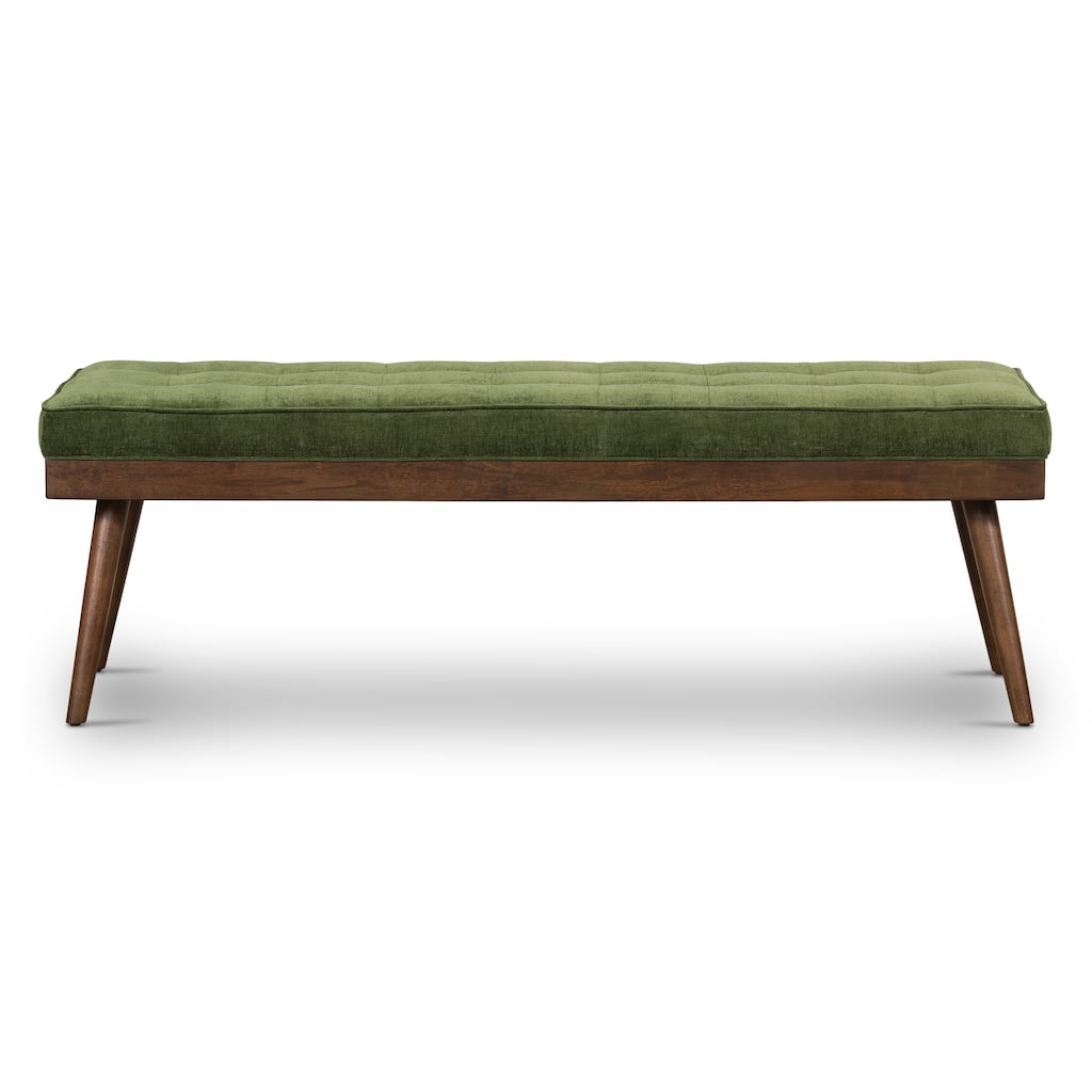 Poly & Bark Luca Fabric Bench - Tufted Seat with Solid Wood Legs
