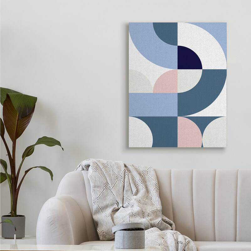 Stupell Collage of Abstract Curves Blue Pink Beige Canvas Wall Art