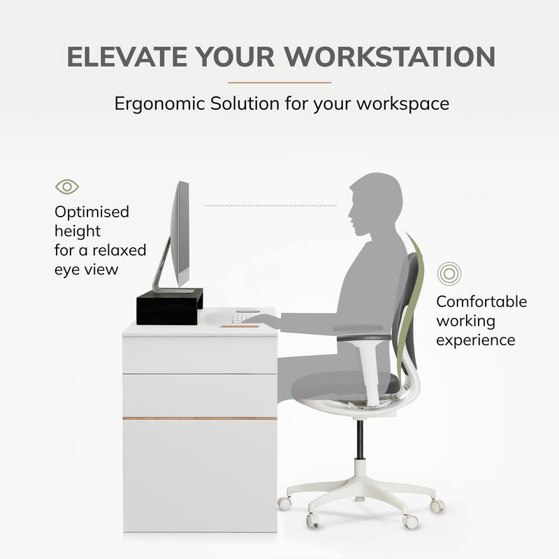 Jani Wood Monitor Stand Riser Desk - Ergonomic Design Stand, Desktop Organizer Table for Home, Office Workspace, Gaming Desk