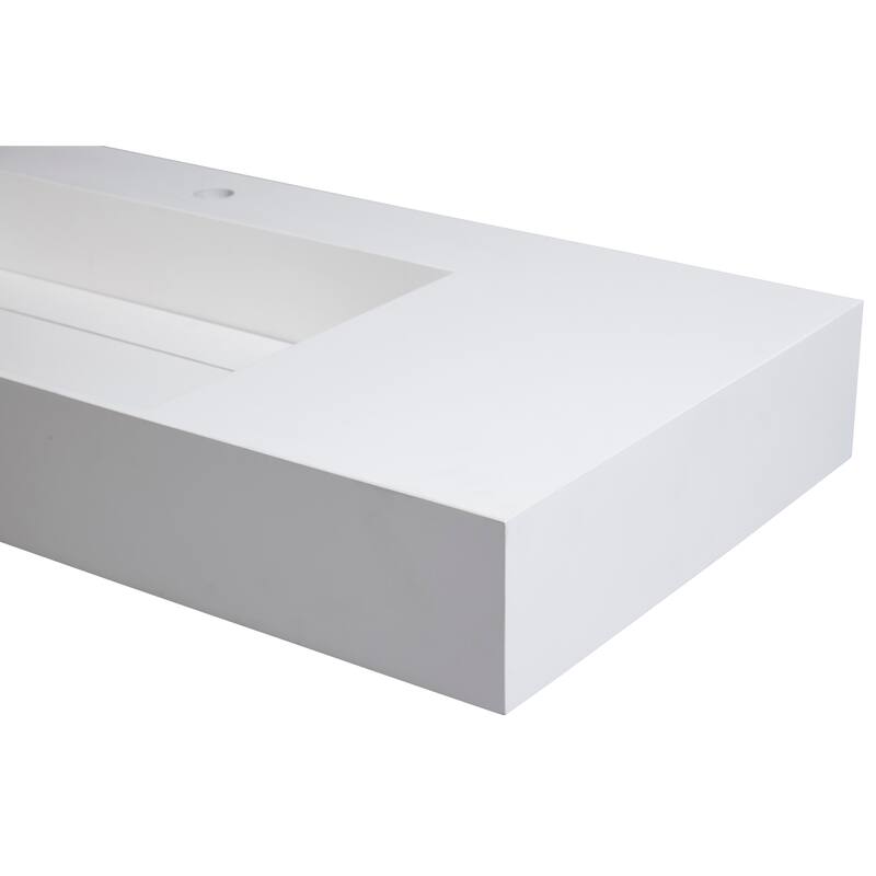 Amelia 36" - 72" Solid Surface Bathroom Vanity Top - 36" Left Basin - White