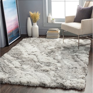 Livabliss Olvera Modern Marbled Plush Shag Area Rug